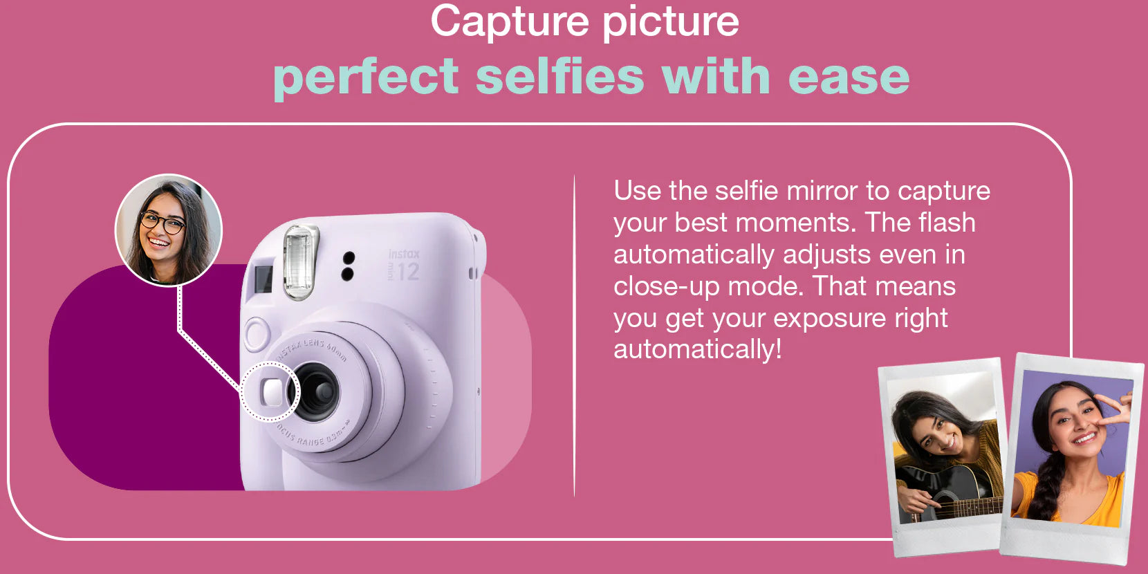 Fujifilm Instax Mini 12 Camera (Blossom Pink) Instant photo Camera - The Camerashop