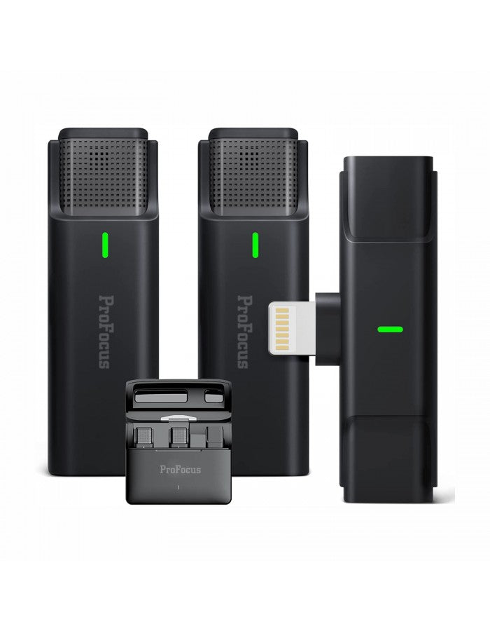 Profocus EP033A Wireless Microphone for Apple Users With Charging Case, Lightning Receiver, Plug & Play - The Camerashop