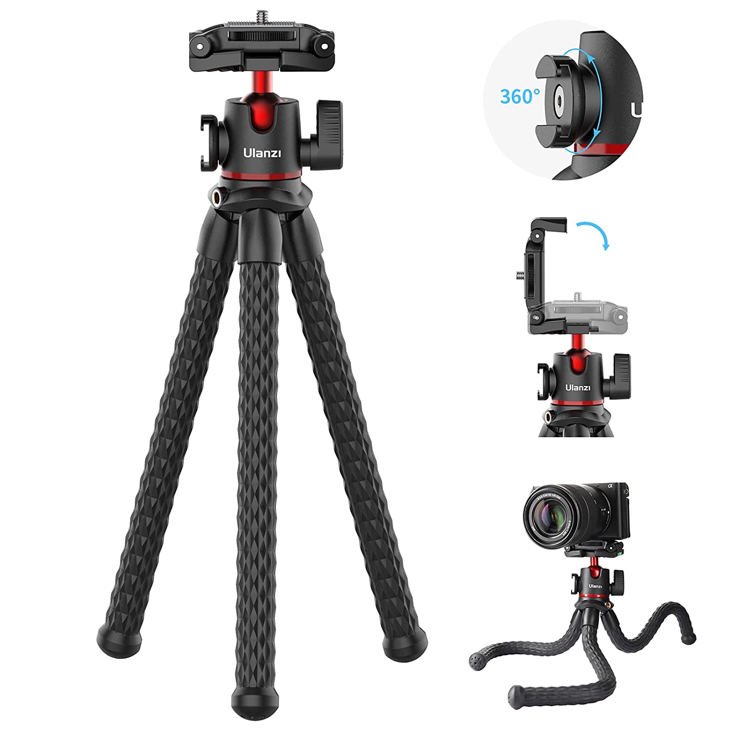 ULANZI MT-33 Camera Tripod, Flexible Mini Tripod with 1/4" Screw for Magic Arm,Octopus Tripod Compatible with iPhone 12, Samsung, Canon, Nikon, Sony Cameras - The Camerashop