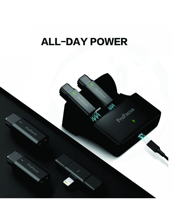 Profocus EP033A Wireless Microphone for Apple Users With Charging Case, Lightning Receiver, Plug & Play - The Camerashop
