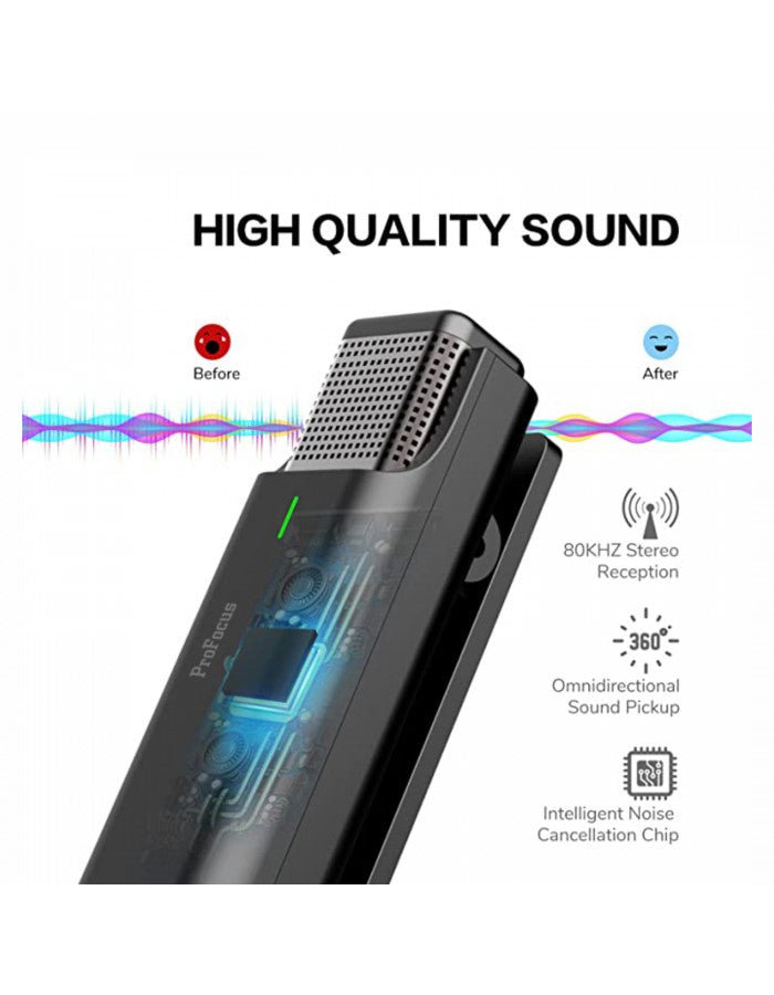 Profocus EP033A Wireless Microphone for Apple Users With Charging Case, Lightning Receiver, Plug & Play - The Camerashop