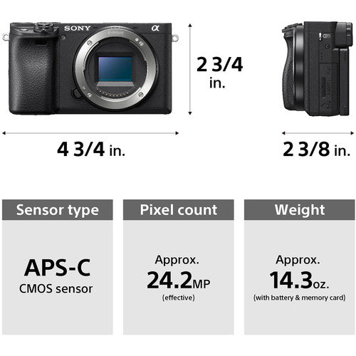 Sony Alpha 6400 E-mount Camera with APS-C Sensor (ILCE-6400M) 24.2 MP Mirrorless Camera with a 18-135mm Power Zoom lens. - The Camerashop