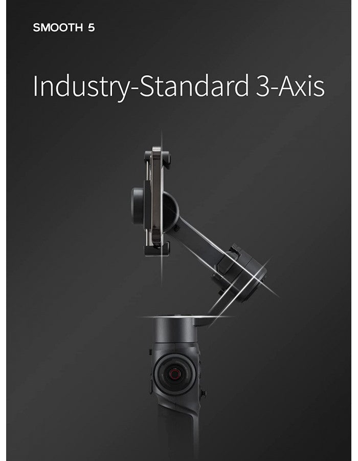 Zhiyun Smooth 5 Combo Smartphone Gimbal Stabilizer 3-Axis Handheld Gimbal with Grip Tripod, LED Fill Light for Vlog, iPhone, Android - The Camerashop