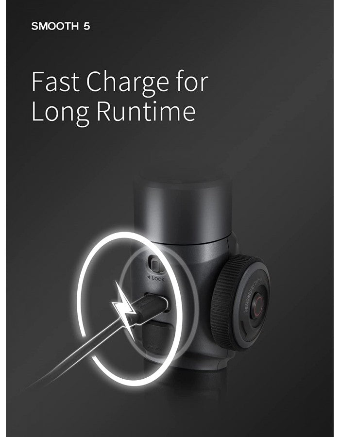 Zhiyun Smooth 5 Combo Smartphone Gimbal Stabilizer 3-Axis Handheld Gimbal with Grip Tripod, LED Fill Light for Vlog, iPhone, Android - The Camerashop