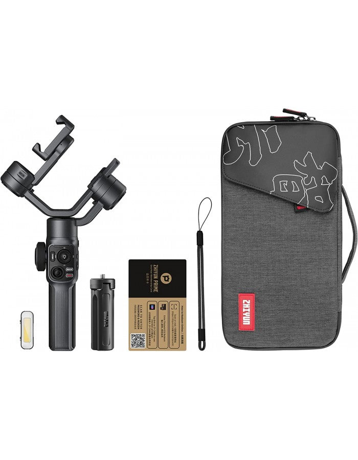 Zhiyun Smooth 5 Combo Smartphone Gimbal Stabilizer 3-Axis Handheld Gimbal with Grip Tripod, LED Fill Light for Vlog, iPhone, Android - The Camerashop