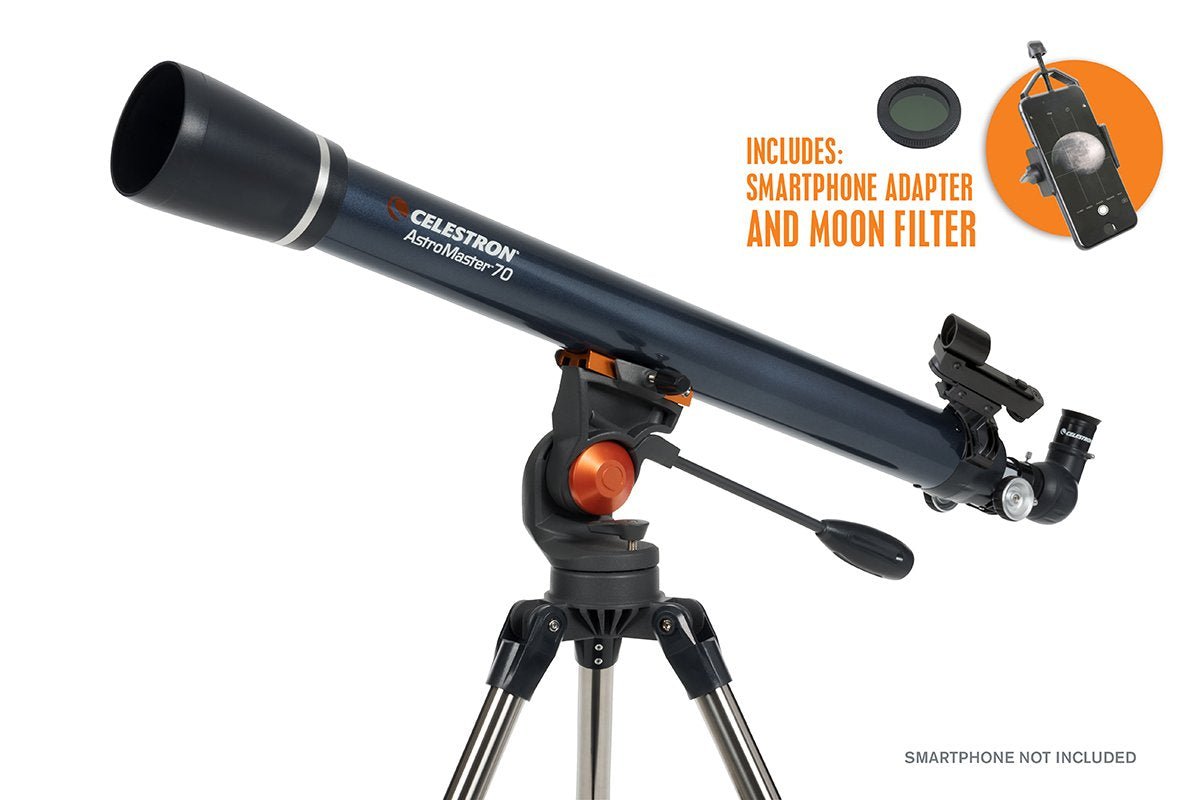 Celestron AstroMaster 70AZ Telescope with phone adapter & Moon Filter - The Camerashop
