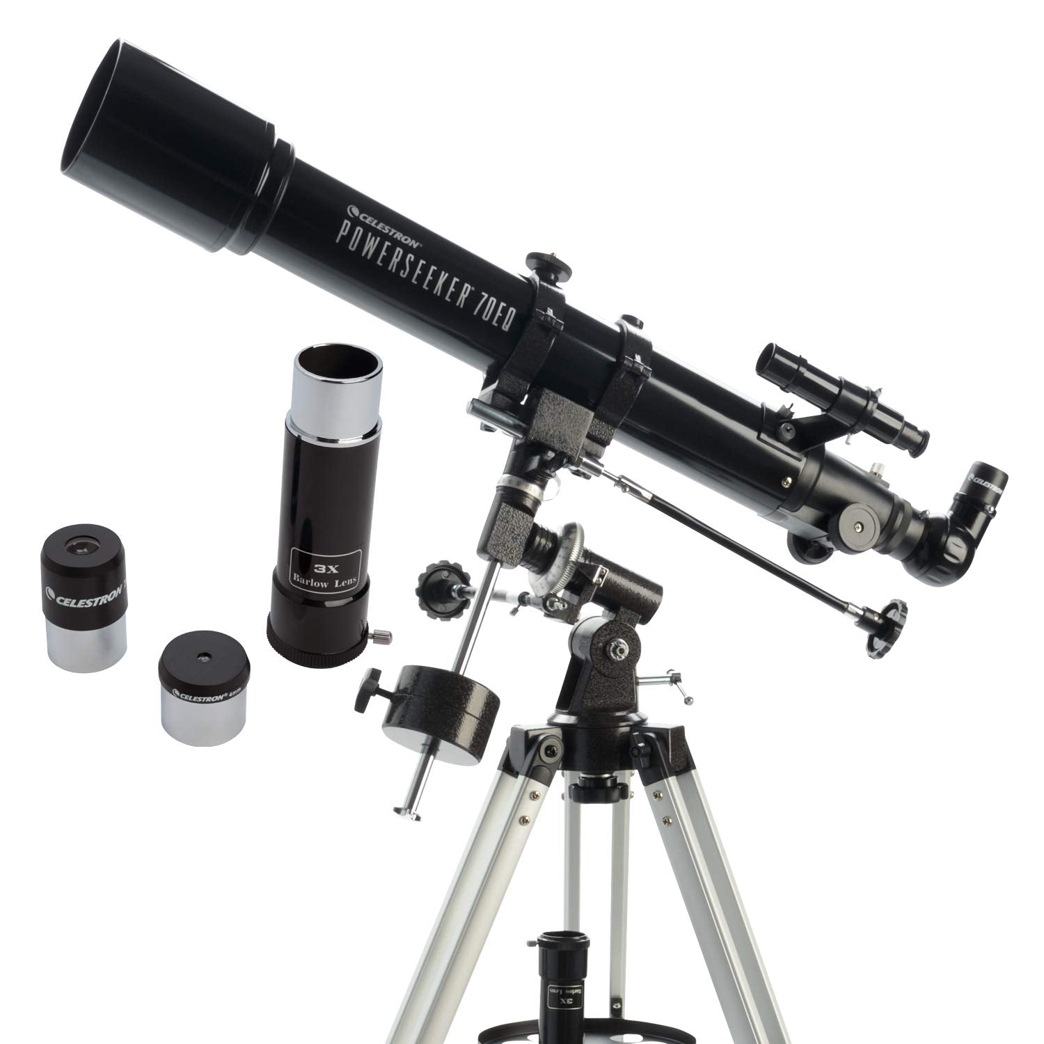 Celestron PowerSeeker 70EQ Refractor Telescope (Black) - The Camerashop