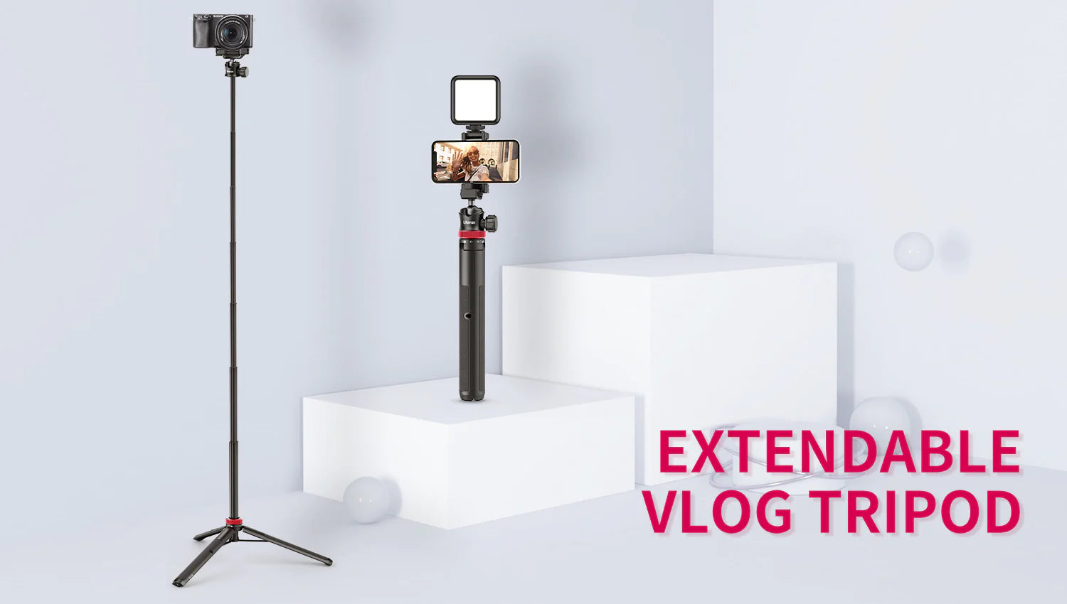 ULANZI MT-44 Treppiede E Selfie Stick 2-in-1 - Altezza Regolabile Da 32,5 A 146 Cm Con Supporto Per Smartphone E Vite 1/4" Per Fotocamera