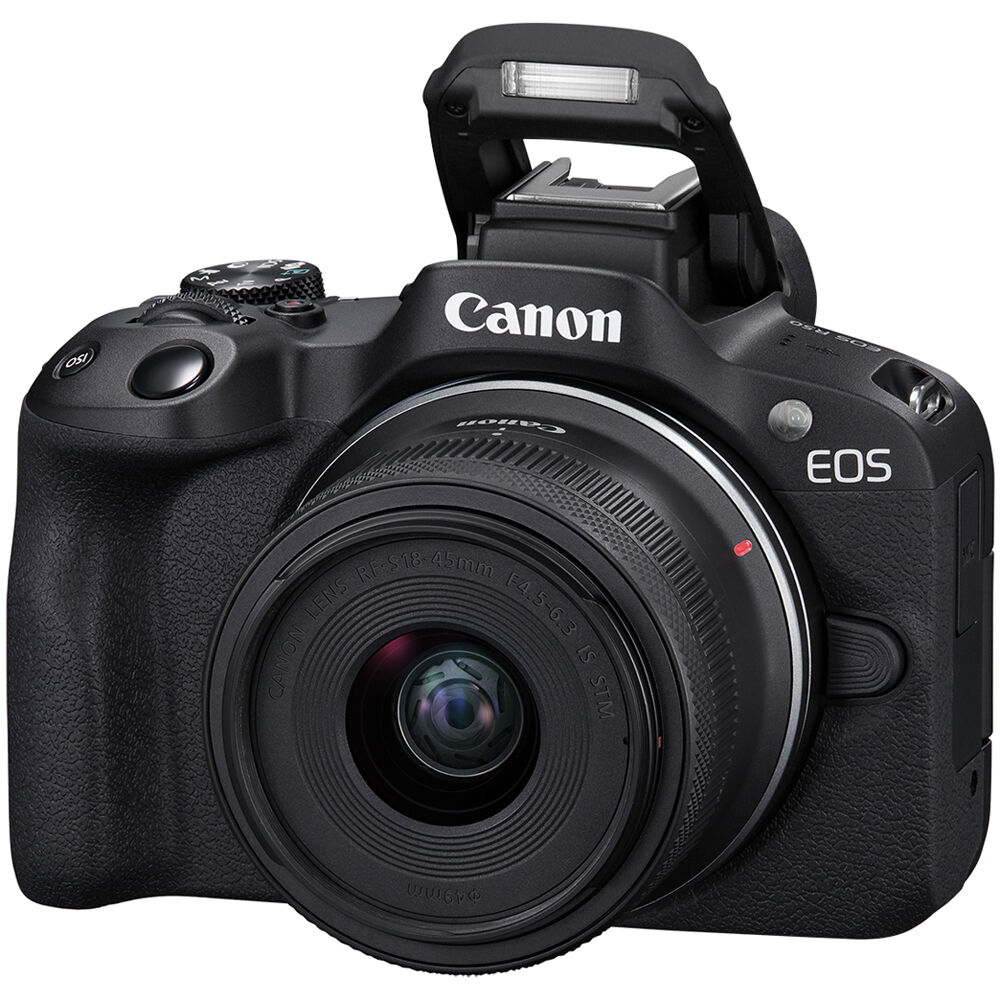 Canon EOS R50 Mirrorless Camera with 18-45mm and 55-210mm Lenses (Black) - The Camerashop