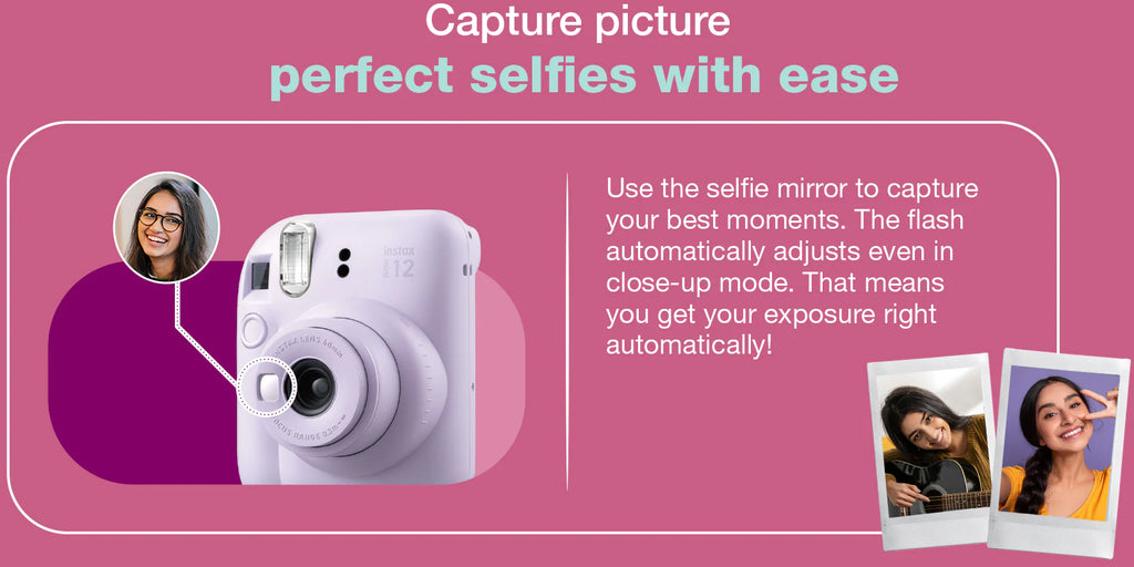 Fujifilm Instax Mini 12 Camera (Blossom Pink) Instant photo Camera - The Camerashop