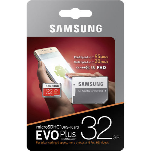 Samsung 32GB EVO Plus UHS-I microSDHC Memory Card with SD Adapter - The Camerashop