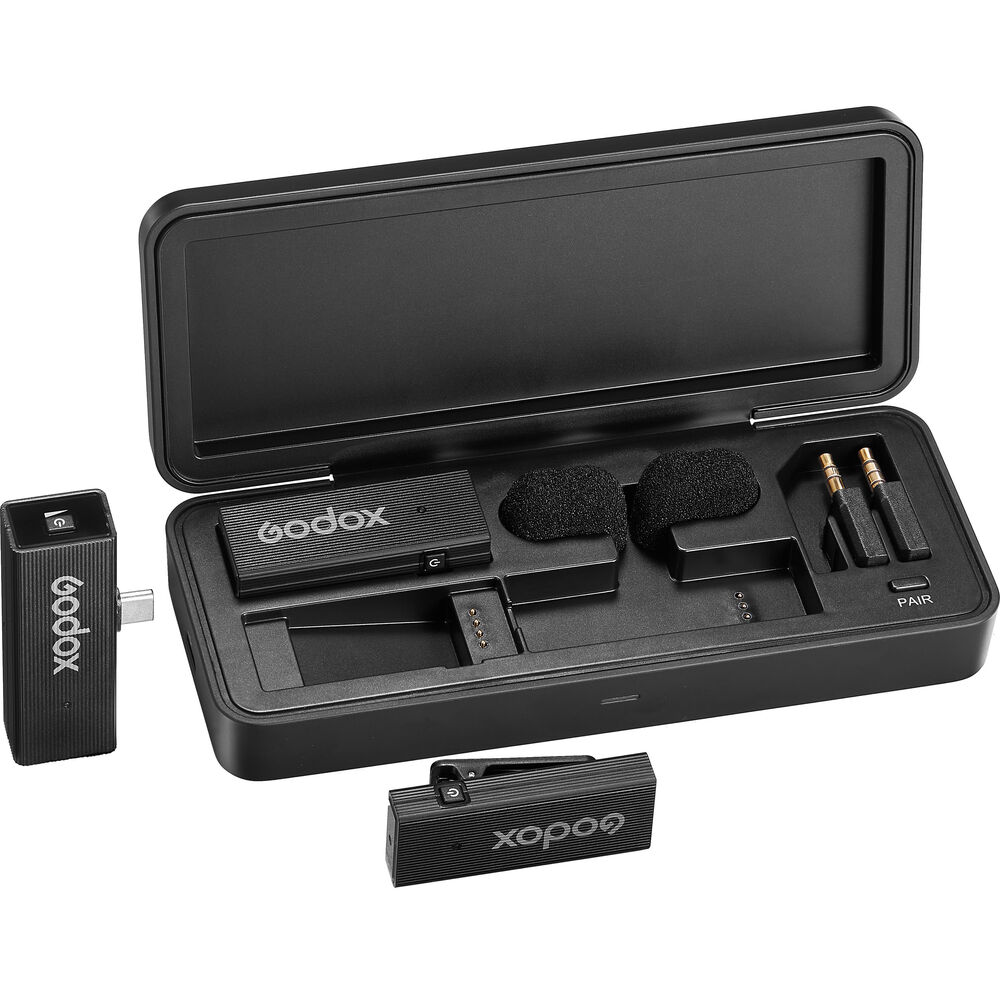 Godox MoveLink Mini UC 2-Person Wireless Microphone System for Cameras & Mobile Devices (2.4 GHz, Classic Black) - The Camerashop