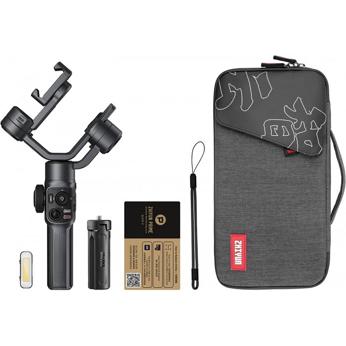 Zhiyun Smooth 5 Combo Smartphone Gimbal Stabilizer 3-Axis Handheld Gimbal with Grip Tripod, LED Fill Light for Vlog, iPhone, Android - The Camerashop