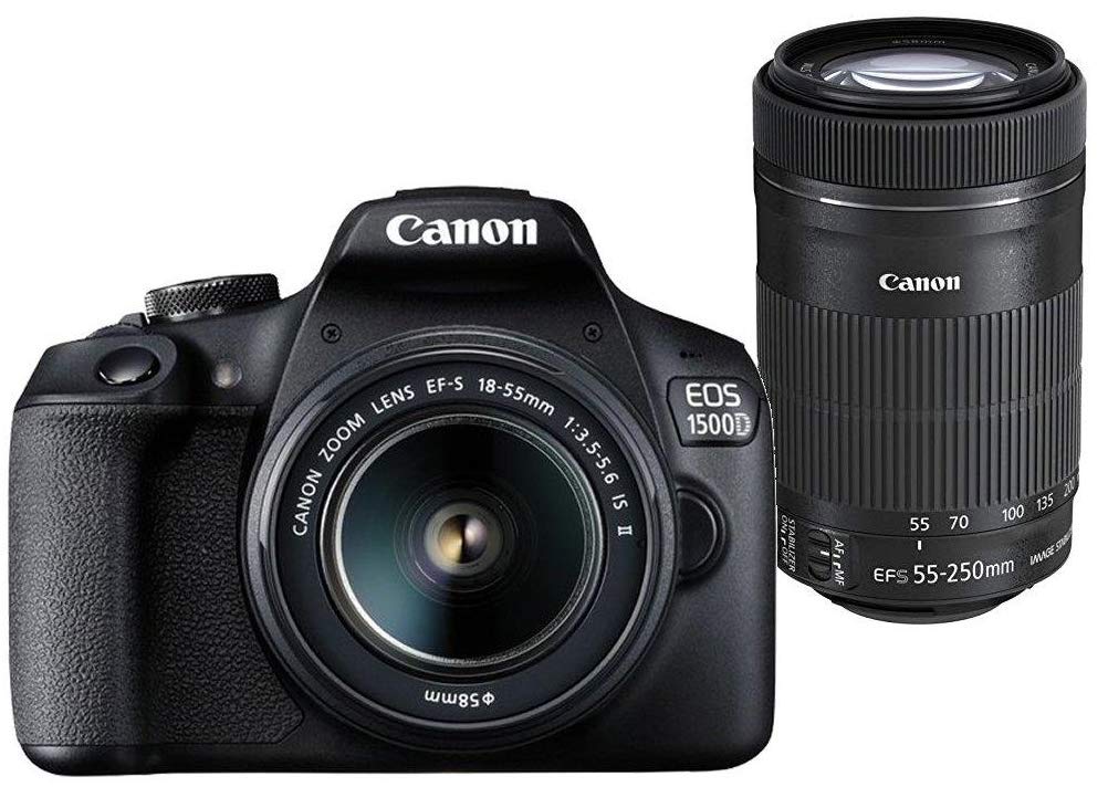 Canon EOS 1500D 24.1MP DSLR Camera with 18-55 and 55-250mm is II Lens - The Camerashop