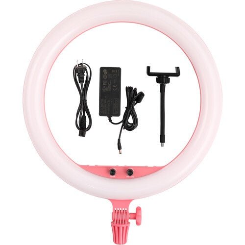 Godox LR150 Bi-Color LED Ring Light (18", Pink) - The Camerashop
