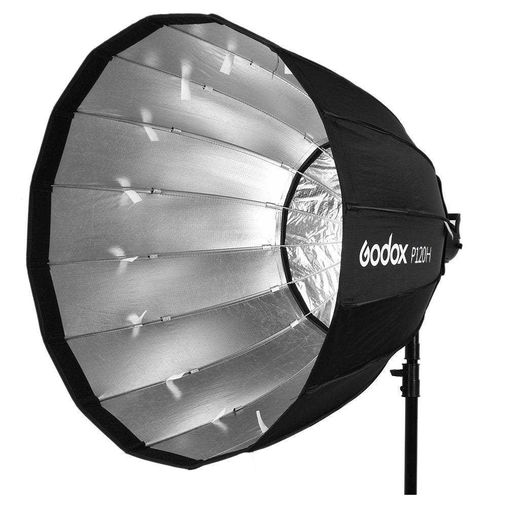 Godox P120H 120cm Deep Parabolic Soft Box with Bowens Mount Adapter Ring for Aperture (Black) - The Camerashop