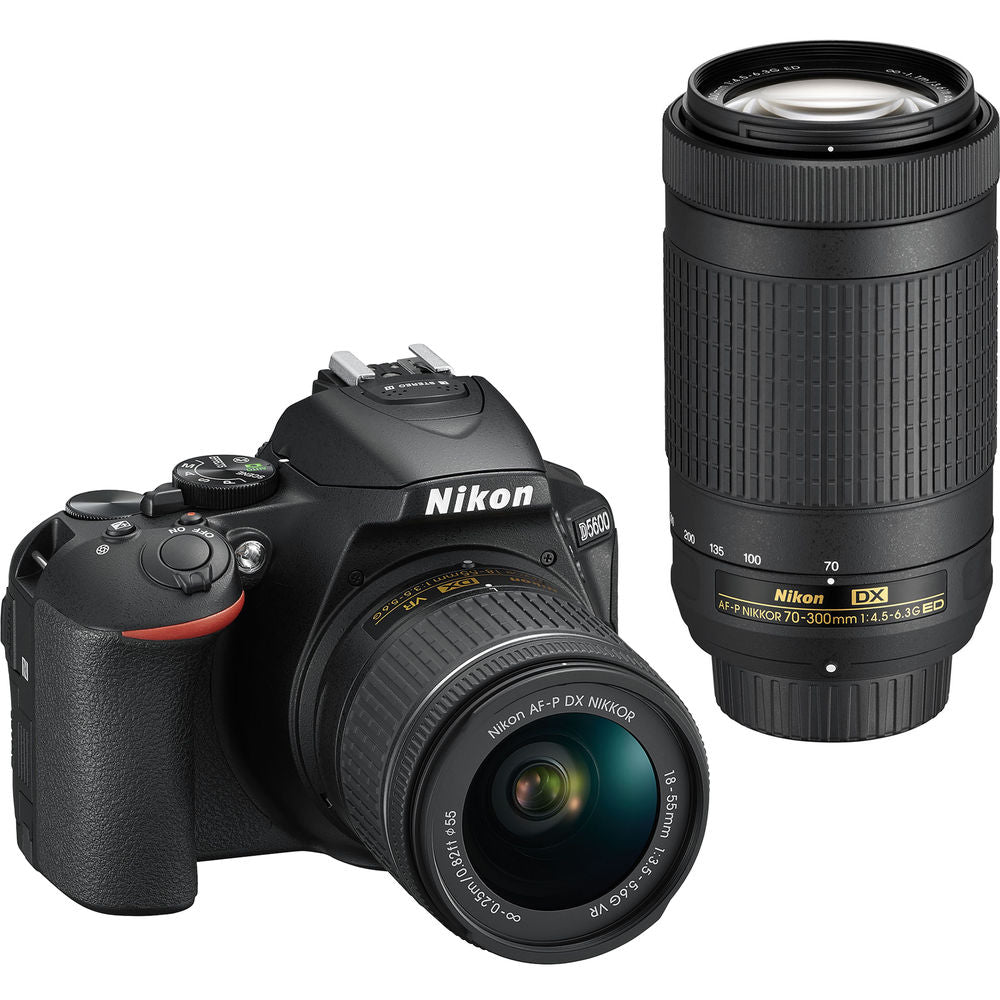 Nikon D5600 Camera with AF-P DX NIKKOR 18-55mm f/3.5-5.6G VR + AF-P DX NIKKOR 70-300mm f/4.5-6.3G ED VR Lens - The Camerashop