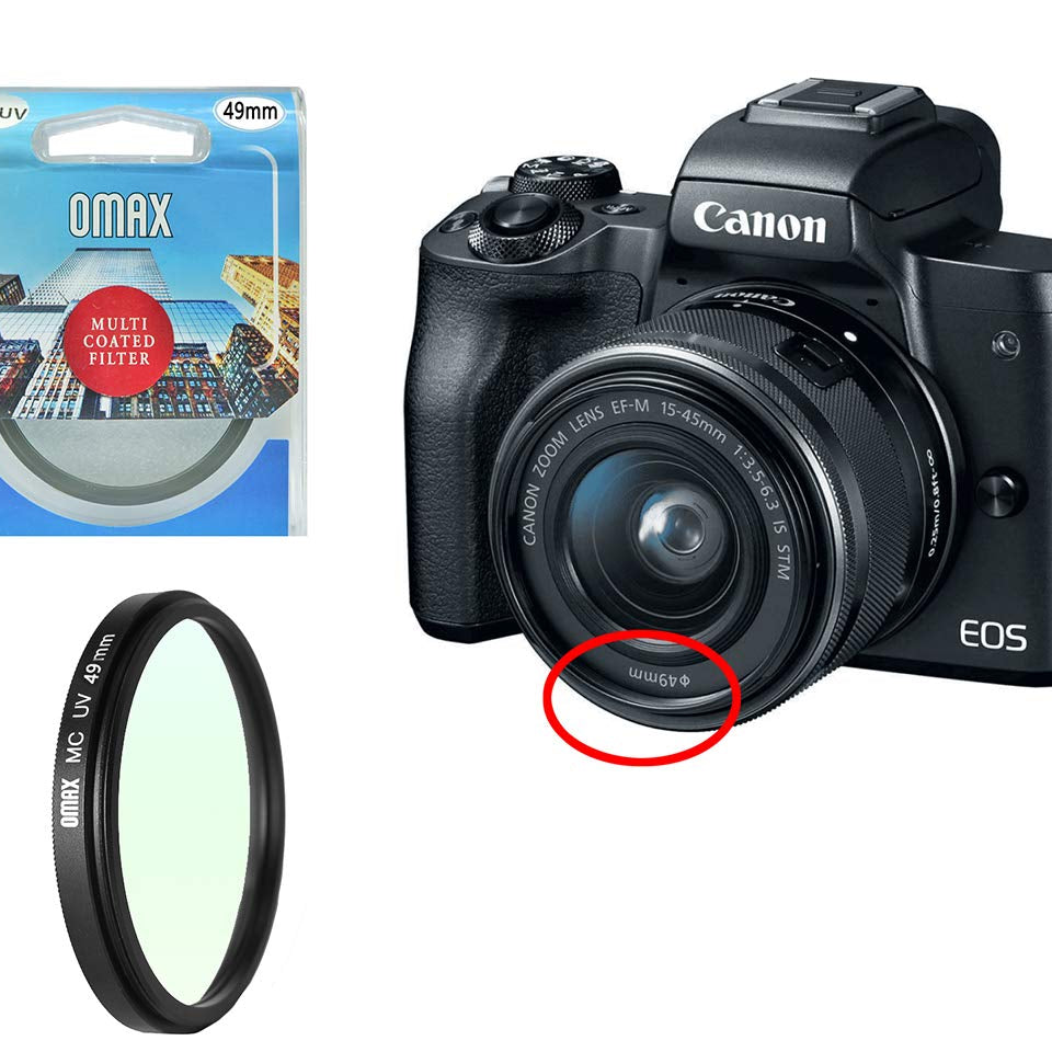Omax 49mm Multicoated UV Filter for Canon EF-M 15-45mm f/3.5-6.3 IS STM Lens - The Camerashop