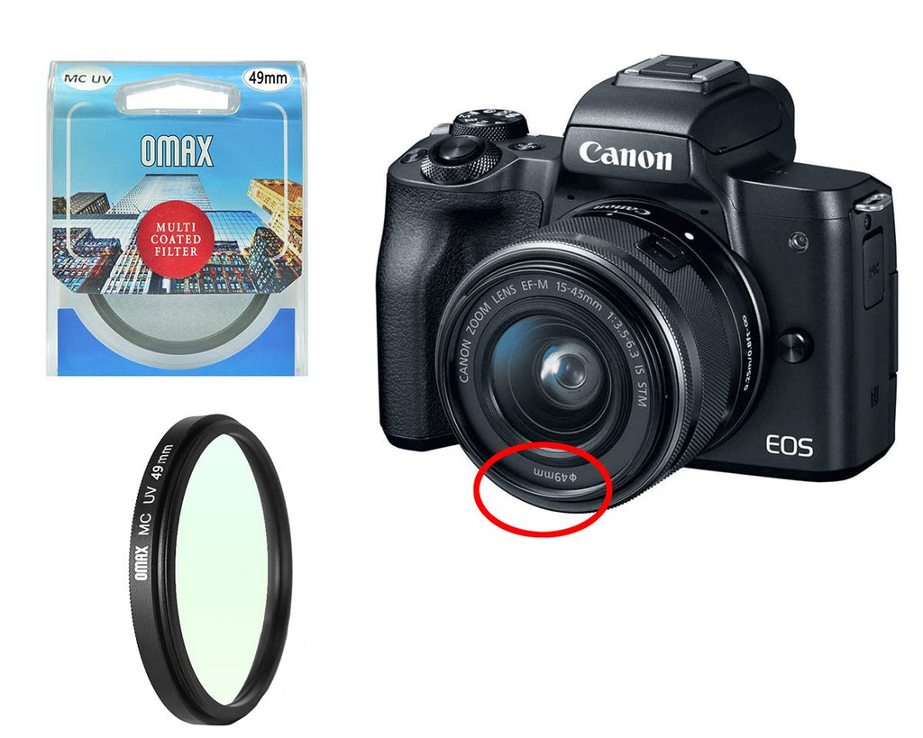 Omax 49mm Multicoated UV Filter for Canon EF-M 15-45mm f/3.5-6.3 IS STM Lens - The Camerashop