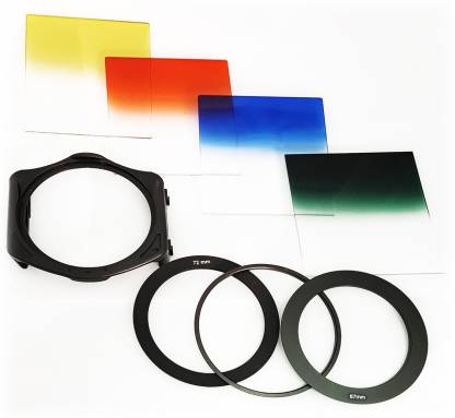 OMAX 4pcs Square Gradient Color Filter Bundle Kit for Cokin P Series with Filter Holder + Adapter Ring(67mm/ 72mm / 82mm) Color Graduated Filter - The Camerashop