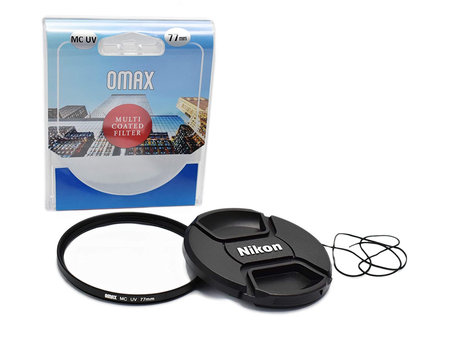 Omax Combo of 77mm Mc Uv Filter & 77mm Replacement Lens Cap for Nikon - The Camerashop