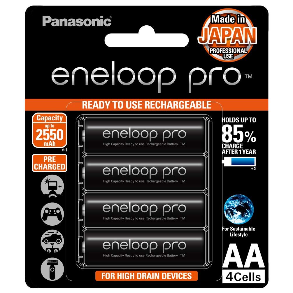 Panasonic eneloop pro 2550mah AA rechargeable Batteries Pack of 4 - The Camerashop