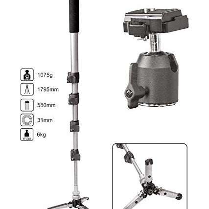 Sonia Monopod Pro-111 with Self Standing Legs & TH4 Ball Head - The Camerashop