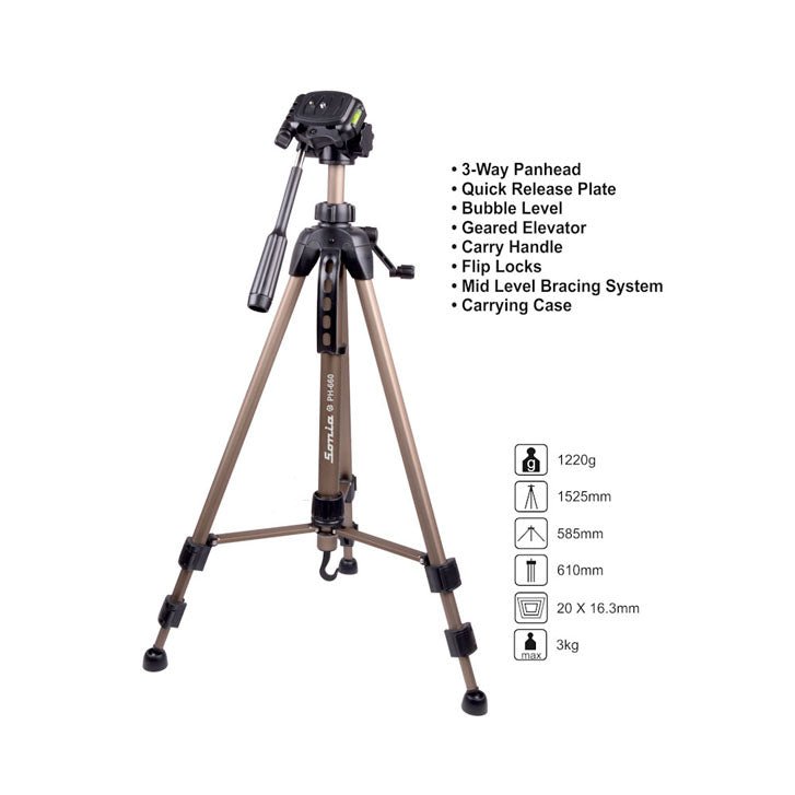 Sonia PH 660 Tripod with Bag & Mobile Holder - The Camerashop