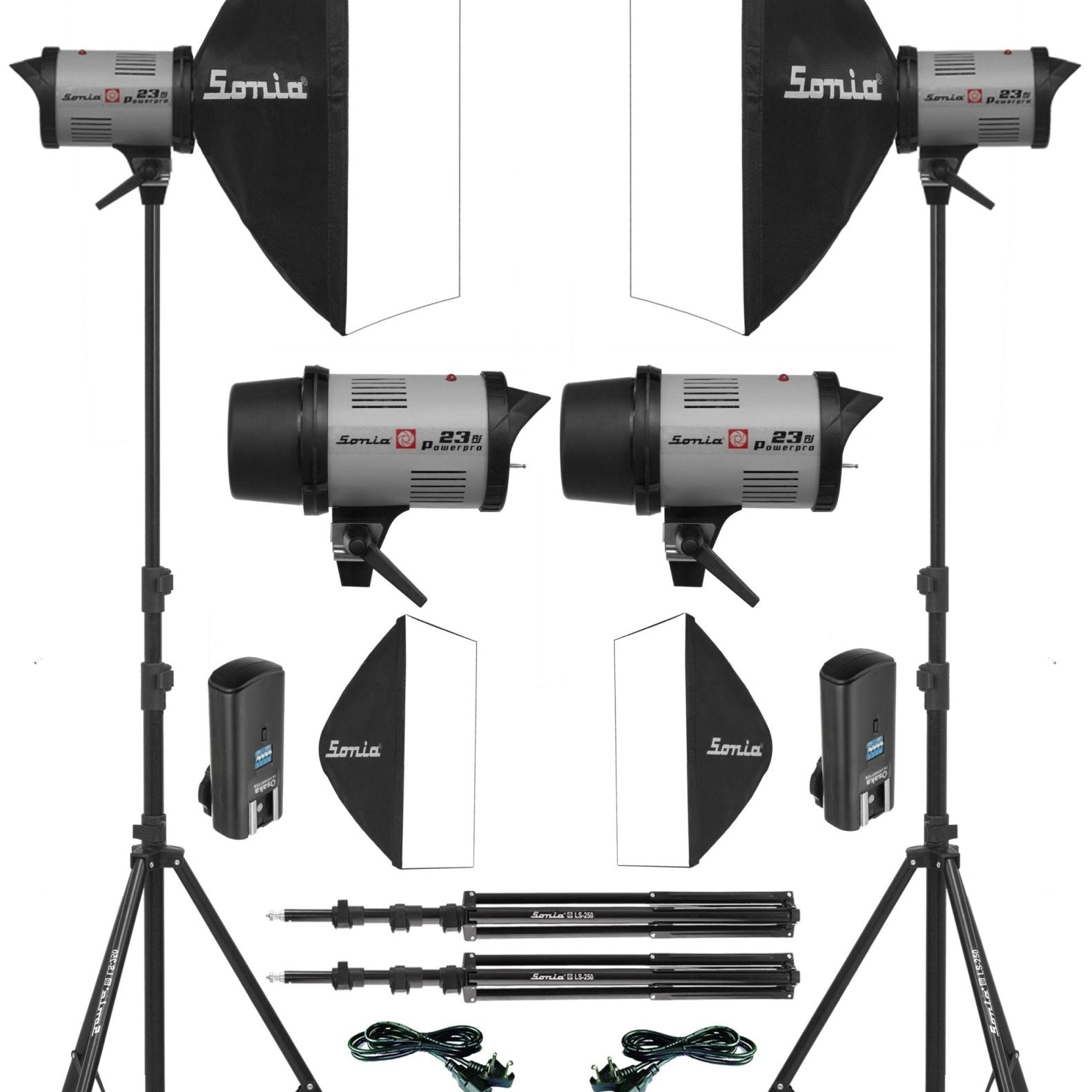 Sonia Studio Light Powerpro 23RF Kit with Double Diffuser Soft Box; Transmitter; Carry Case & Light Stand - The Camerashop